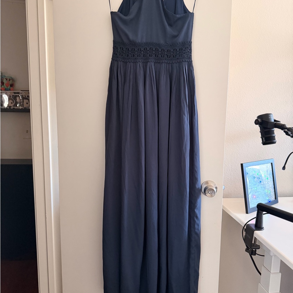 Fashion Nova Navy Blue Strapless Maxi Dress